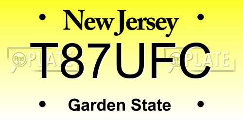 T87UFC New Jersey License Plate