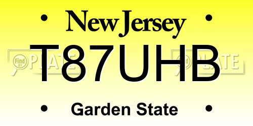 T87UHB New Jersey License Plate