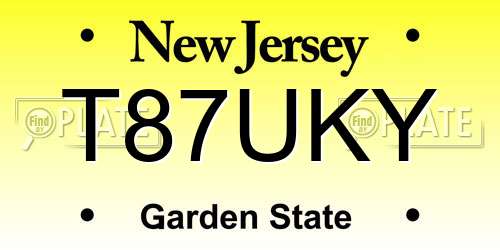 T87UKY New Jersey License Plate