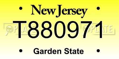 T880971 New Jersey License Plate