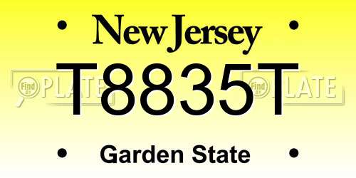 T8835T New Jersey License Plate