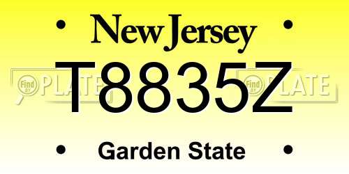 T8835Z New Jersey License Plate