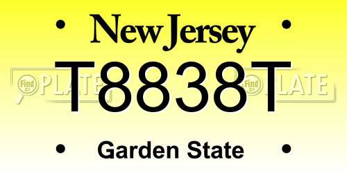 T8838T New Jersey License Plate