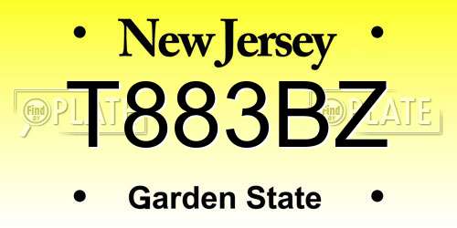 T883BZ New Jersey License Plate