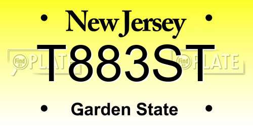 T883ST New Jersey License Plate