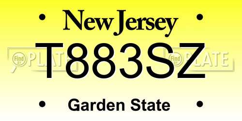 T883SZ New Jersey License Plate