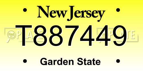 T887449 New Jersey License Plate
