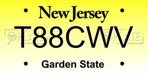 T88CWV New Jersey License Plate