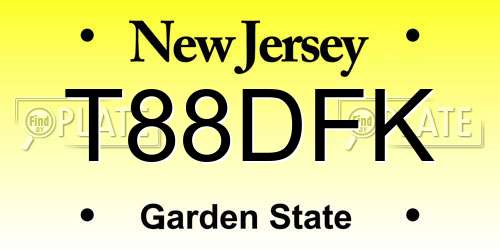 T88DFK New Jersey License Plate