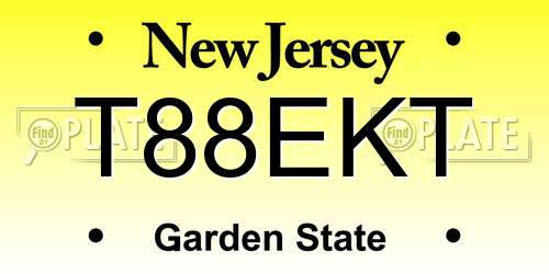 T88EKT New Jersey License Plate