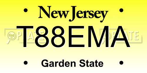 T88EMA New Jersey License Plate