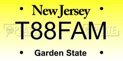 T88FAM New Jersey License Plate