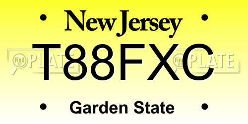 T88FXC New Jersey License Plate