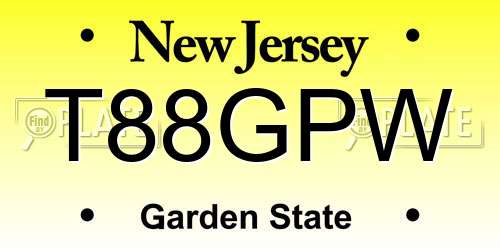 T88GPW New Jersey License Plate