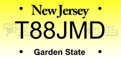 T88JMD New Jersey License Plate