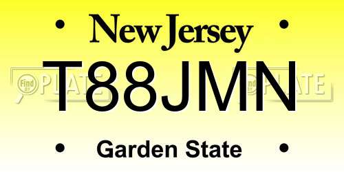 T88JMN New Jersey License Plate