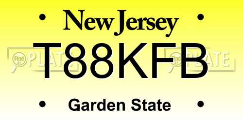 T88KFB New Jersey License Plate
