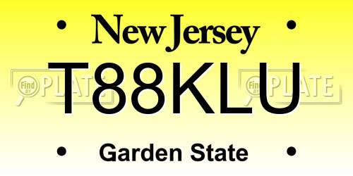 T88KLU New Jersey License Plate