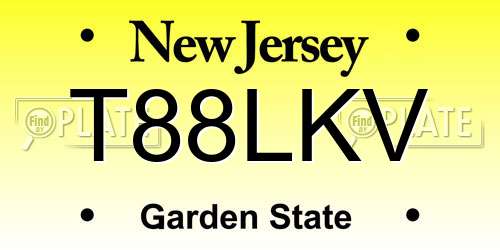 T88LKV New Jersey License Plate