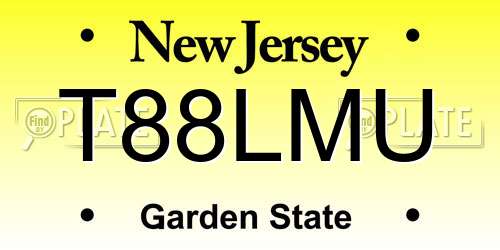 T88LMU New Jersey License Plate