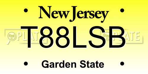 T88LSB New Jersey License Plate