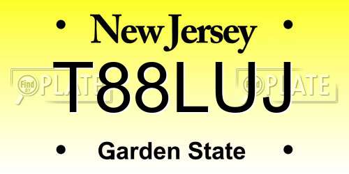 T88LUJ New Jersey License Plate