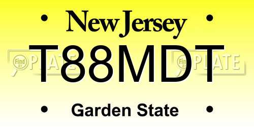 T88MDT New Jersey License Plate