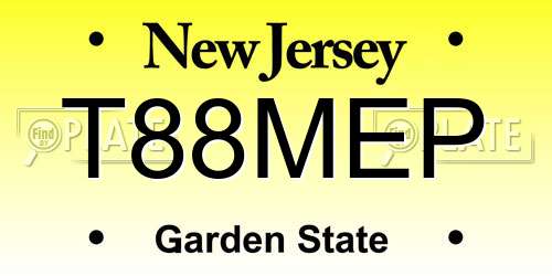 T88MEP New Jersey License Plate