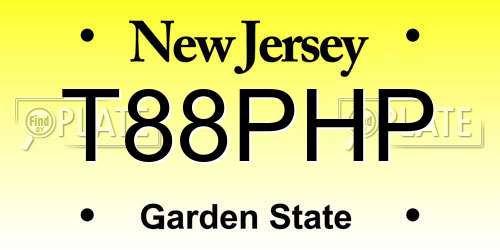 T88PHP New Jersey License Plate