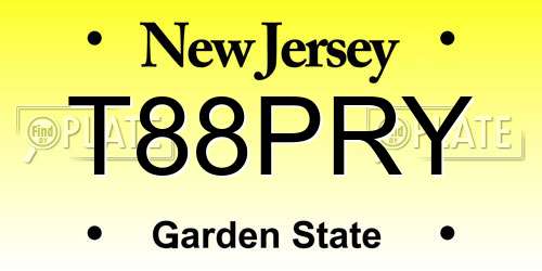 T88PRY New Jersey License Plate