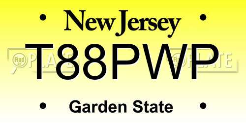 T88PWP New Jersey License Plate