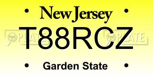 T88RCZ New Jersey License Plate