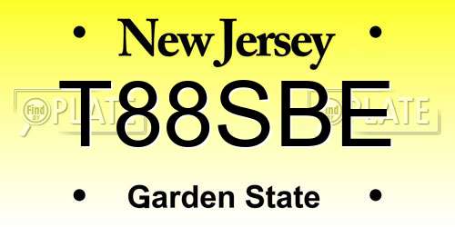 T88SBE New Jersey License Plate