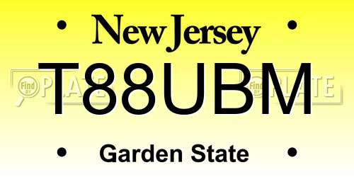 T88UBM New Jersey License Plate