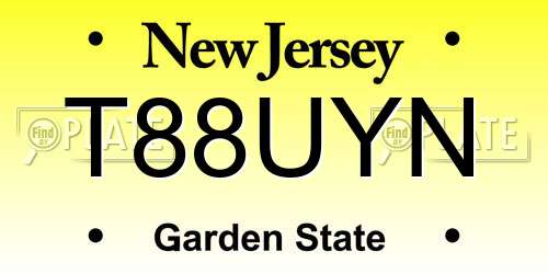 T88UYN New Jersey License Plate