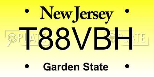 T88VBH New Jersey License Plate