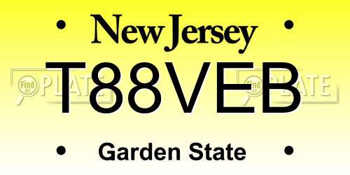 T88VEB New Jersey License Plate
