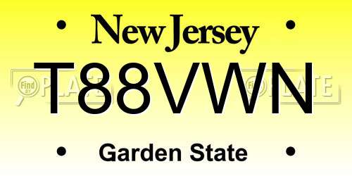 T88VWN New Jersey License Plate