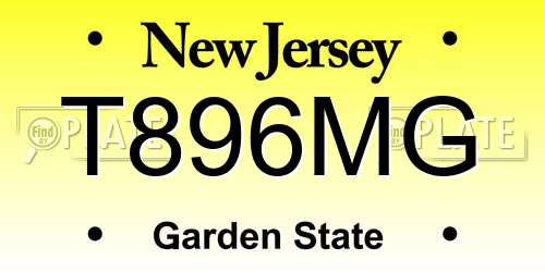 T896MG New Jersey License Plate
