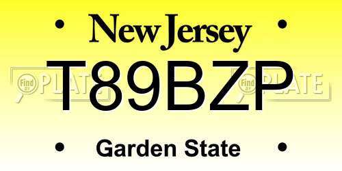 T89BZP New Jersey License Plate