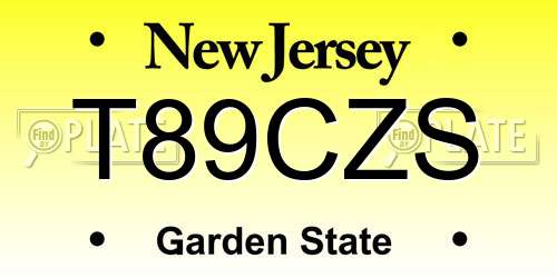 T89CZS New Jersey License Plate