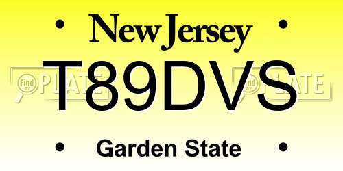 T89DVS New Jersey License Plate