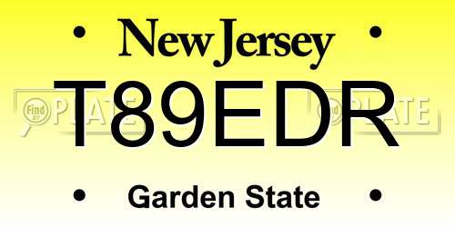 T89EDR New Jersey License Plate