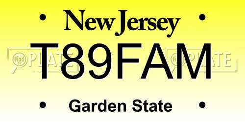 T89FAM New Jersey License Plate