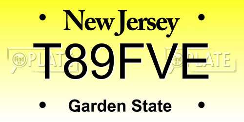 T89FVE New Jersey License Plate