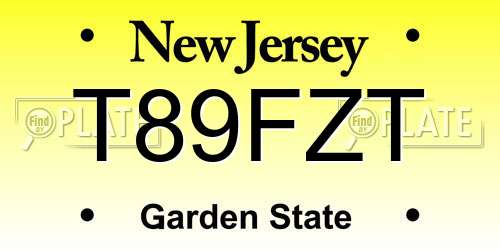 T89FZT New Jersey License Plate