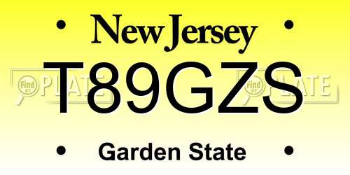 T89GZS New Jersey License Plate