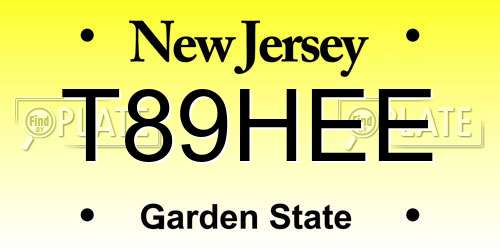 T89HEE New Jersey License Plate
