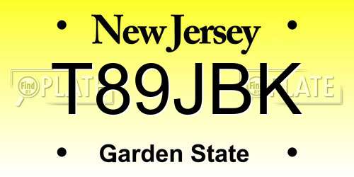 T89JBK New Jersey License Plate