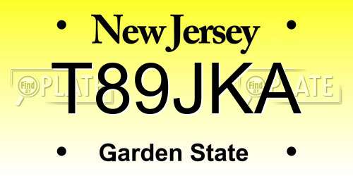 T89JKA New Jersey License Plate